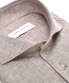 Heren overhemd lange mouw bruin