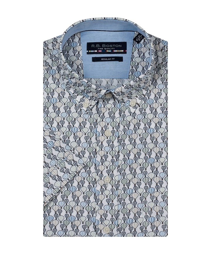 Heren overhemd korte mouw ecru