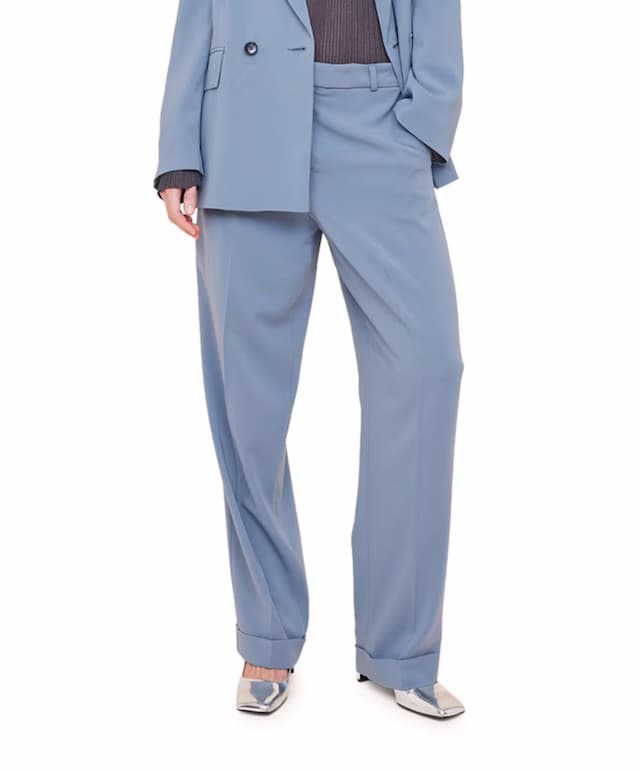 regular fit crepe tailored pantalon blauw