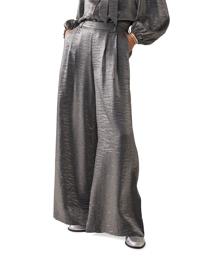 Metallic shine broek grijs