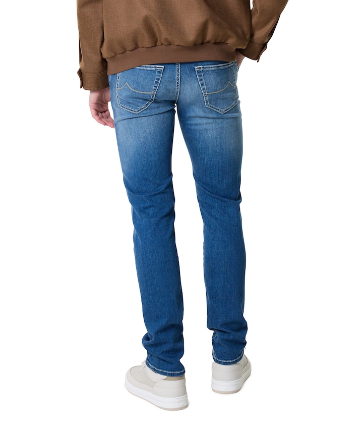 Nick Slim 5 Pocket heren jeans blauw
