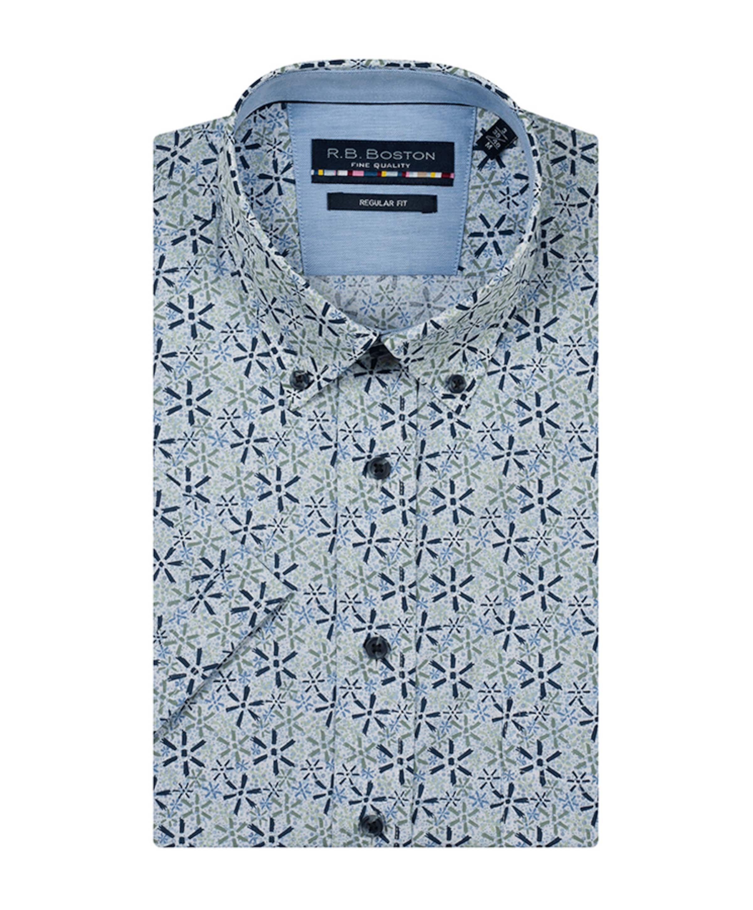 Heren overhemd korte mouw groen