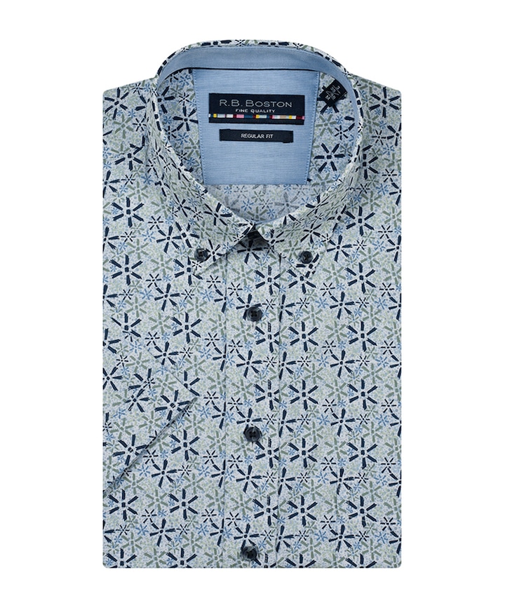 Heren overhemd korte mouw groen