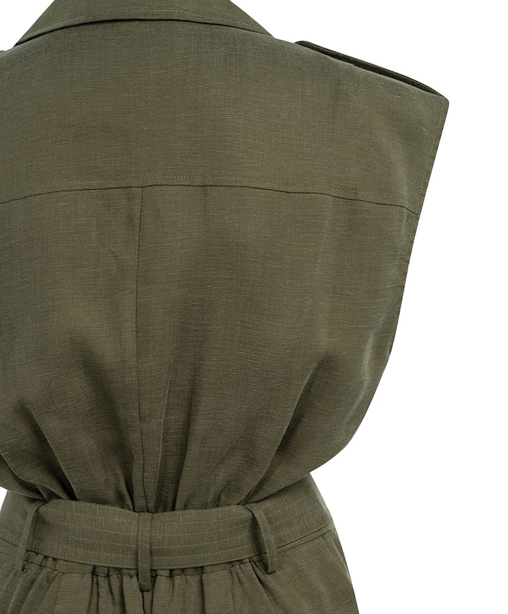 Linen mix woven with dames jumpsuit groen