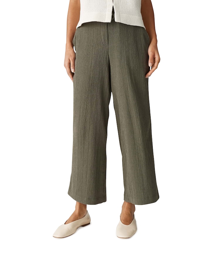 Mileni crinkle dames broek groen