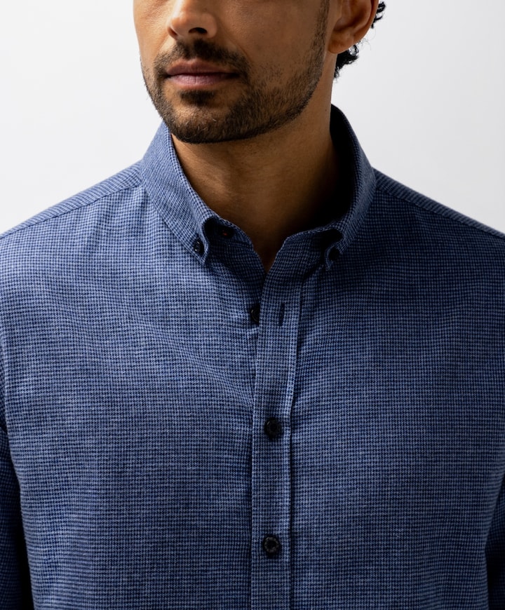 Heren overhemd lange mouw blauw