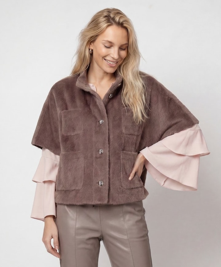 Dames cape beige