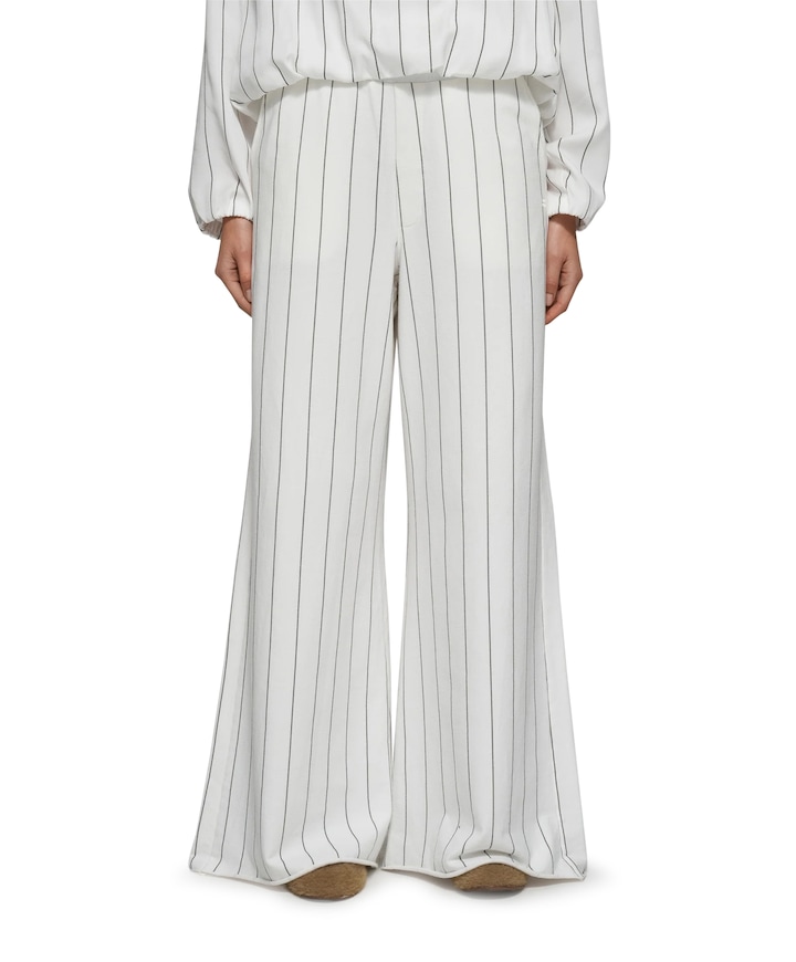 wide jogger pinstripe dames broek ecru
