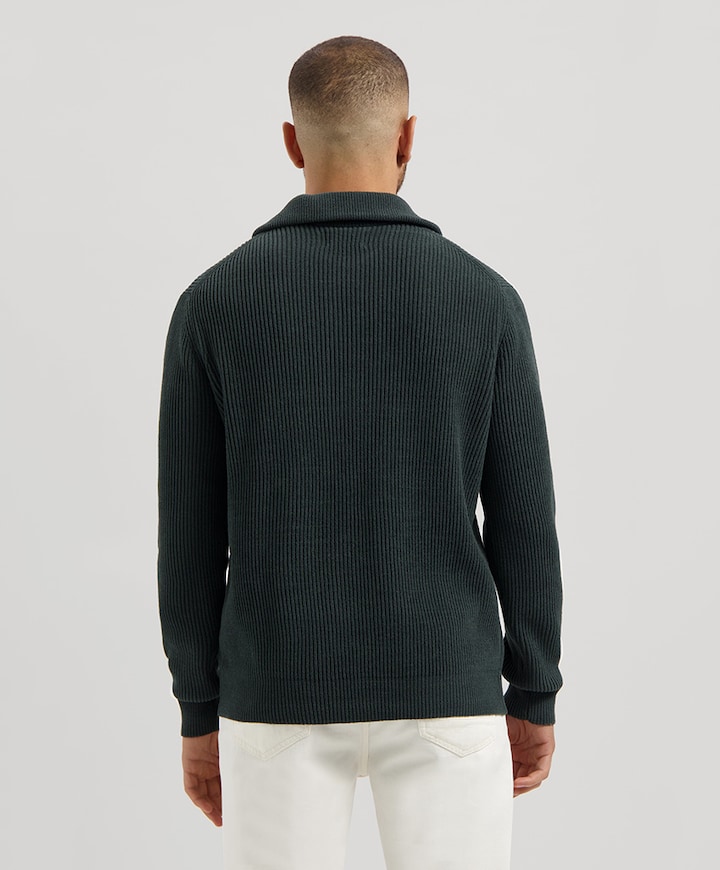 Heren trui met rits groen