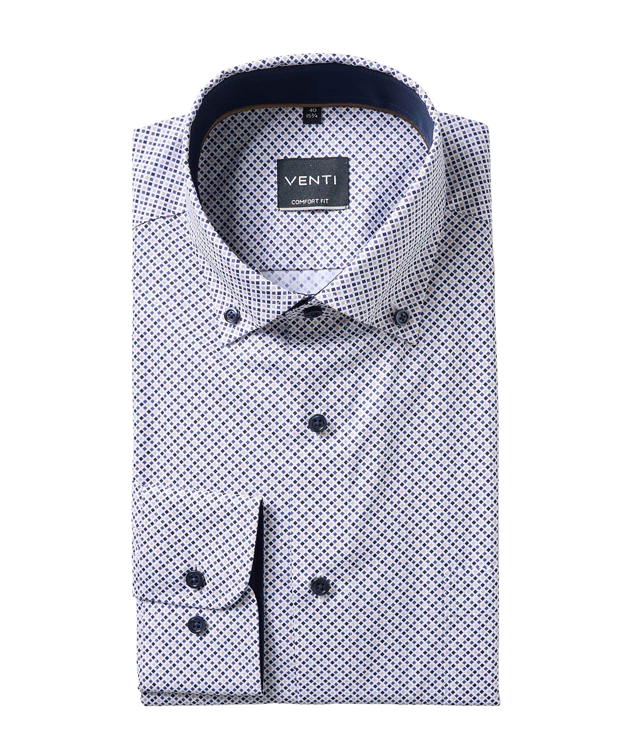 Heren overhemd lange mouw blauw