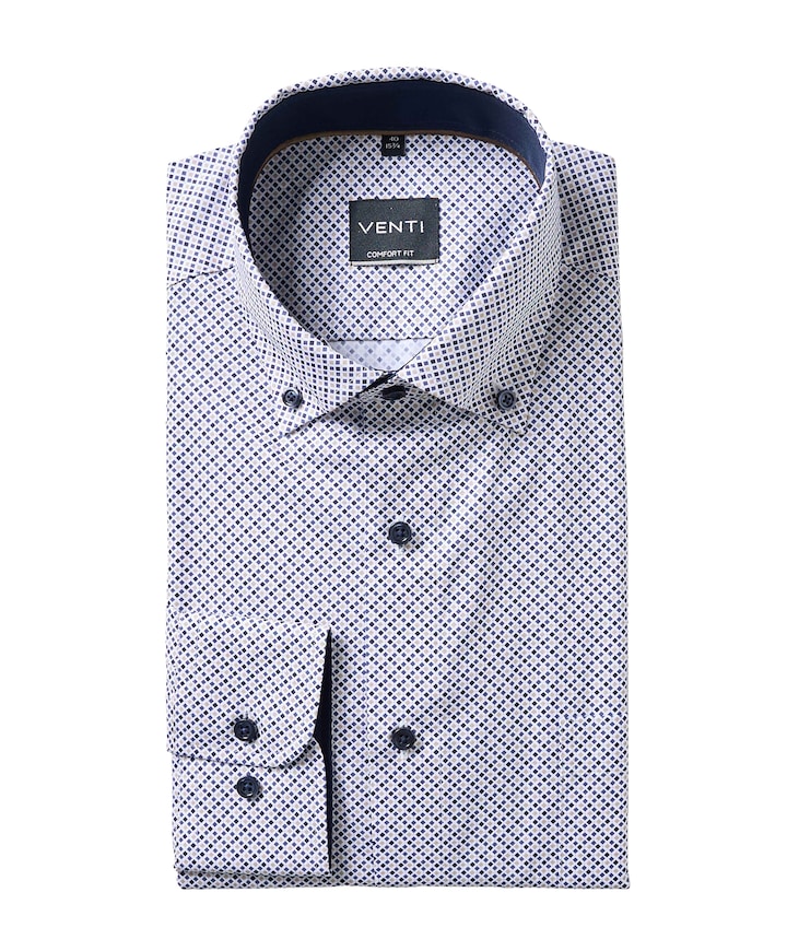 Heren overhemd lange mouw blauw