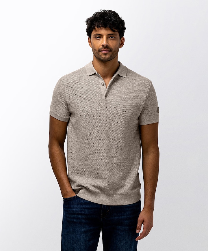 Heren polo beige