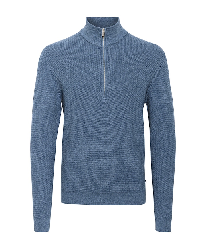 Heren trui met rits blauw