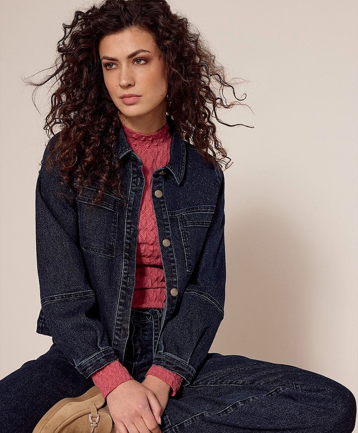 Lurex Wide-Leg Denim Trousers jeans blauw