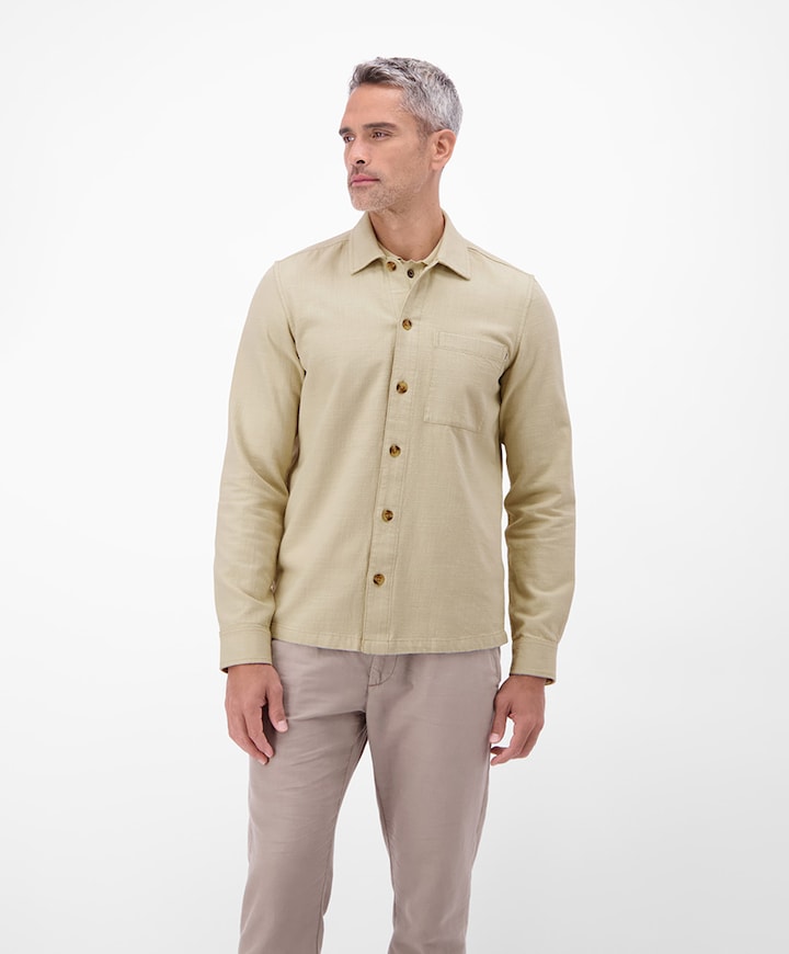 Heren overhemd lange mouw beige