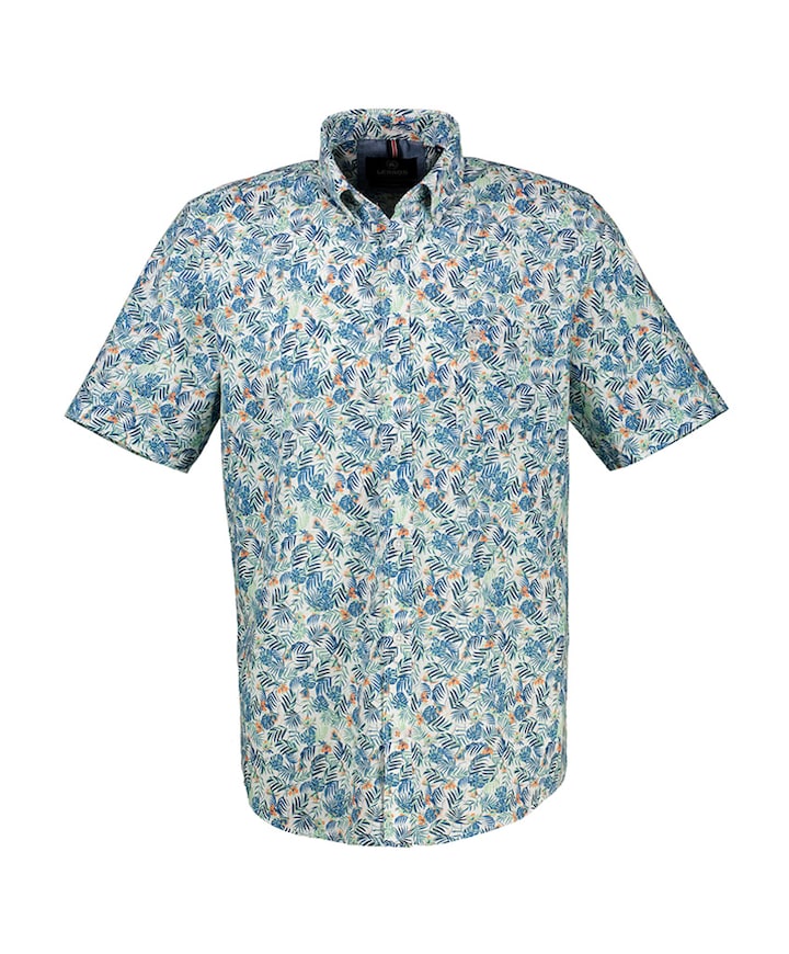 Overhemd korte mouw blauw