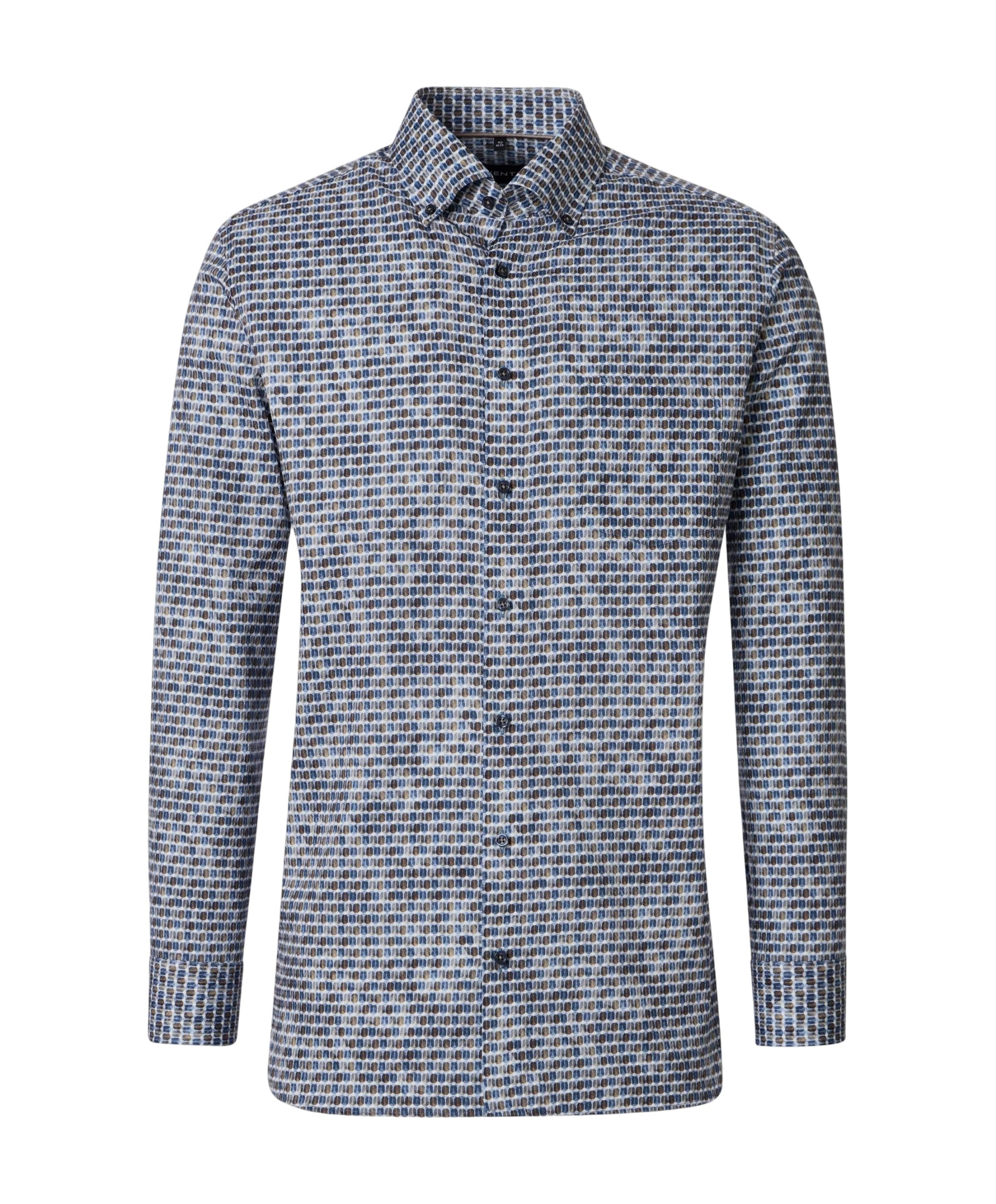 Heren overhemd lange mouw blauw