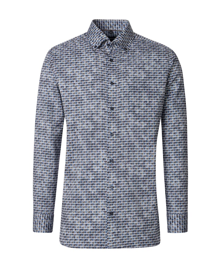 Heren overhemd lange mouw blauw