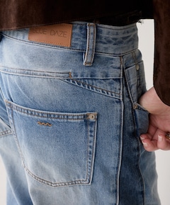Wide leg Vintage cotton twill dames jeans blauw