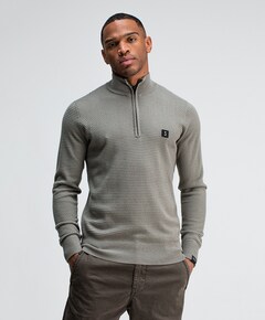 Heren trui met rits groen