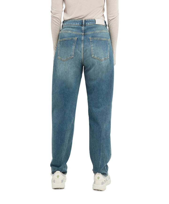 Cargobroek met laag kruis dames jeans blauw