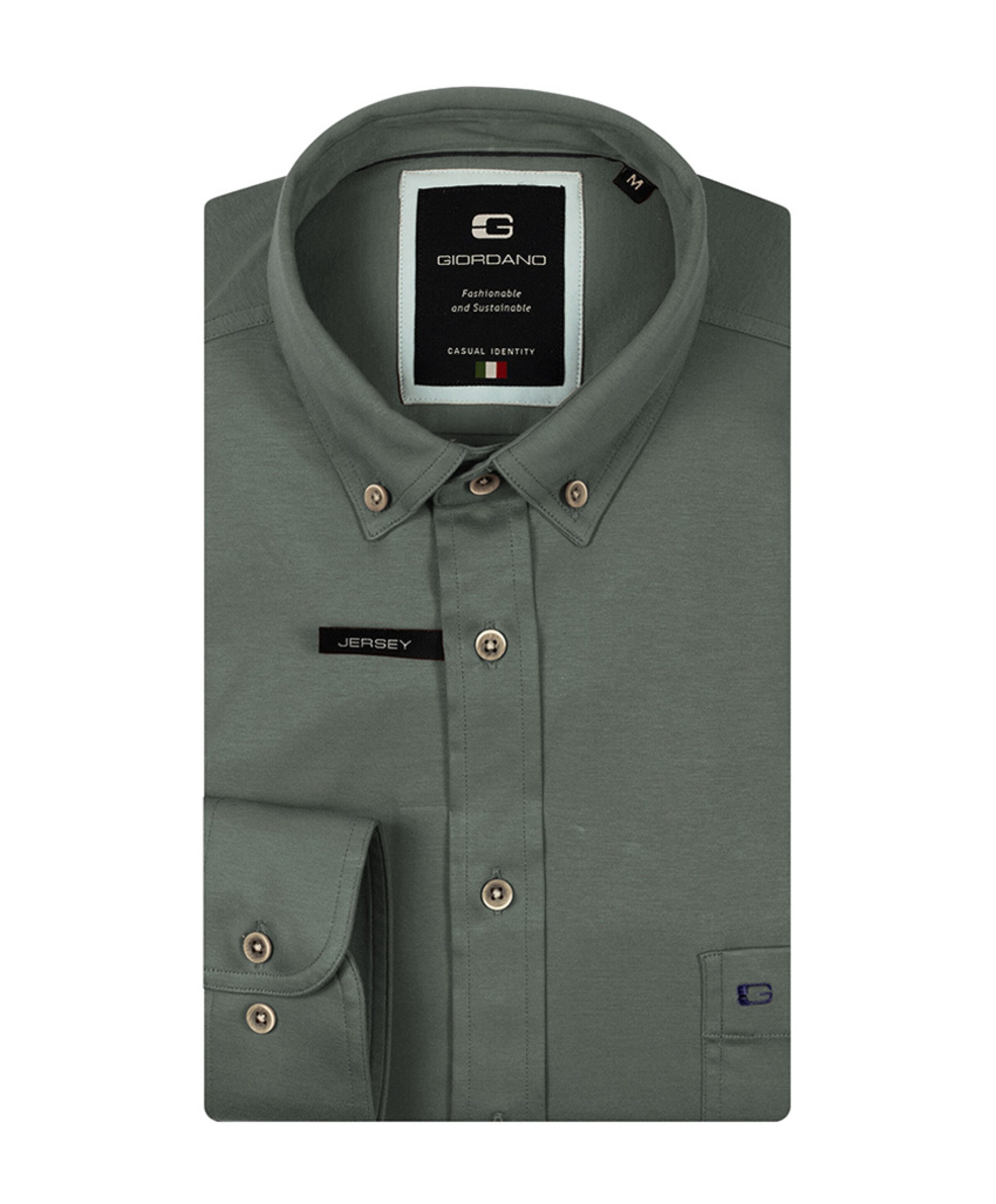 Heren overhemd lange mouw groen