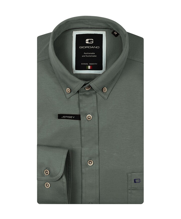 Heren overhemd lange mouw groen