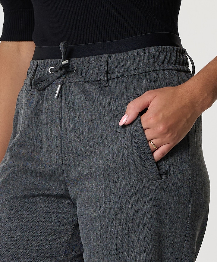 Colette Herringbone Sporty broek grijs