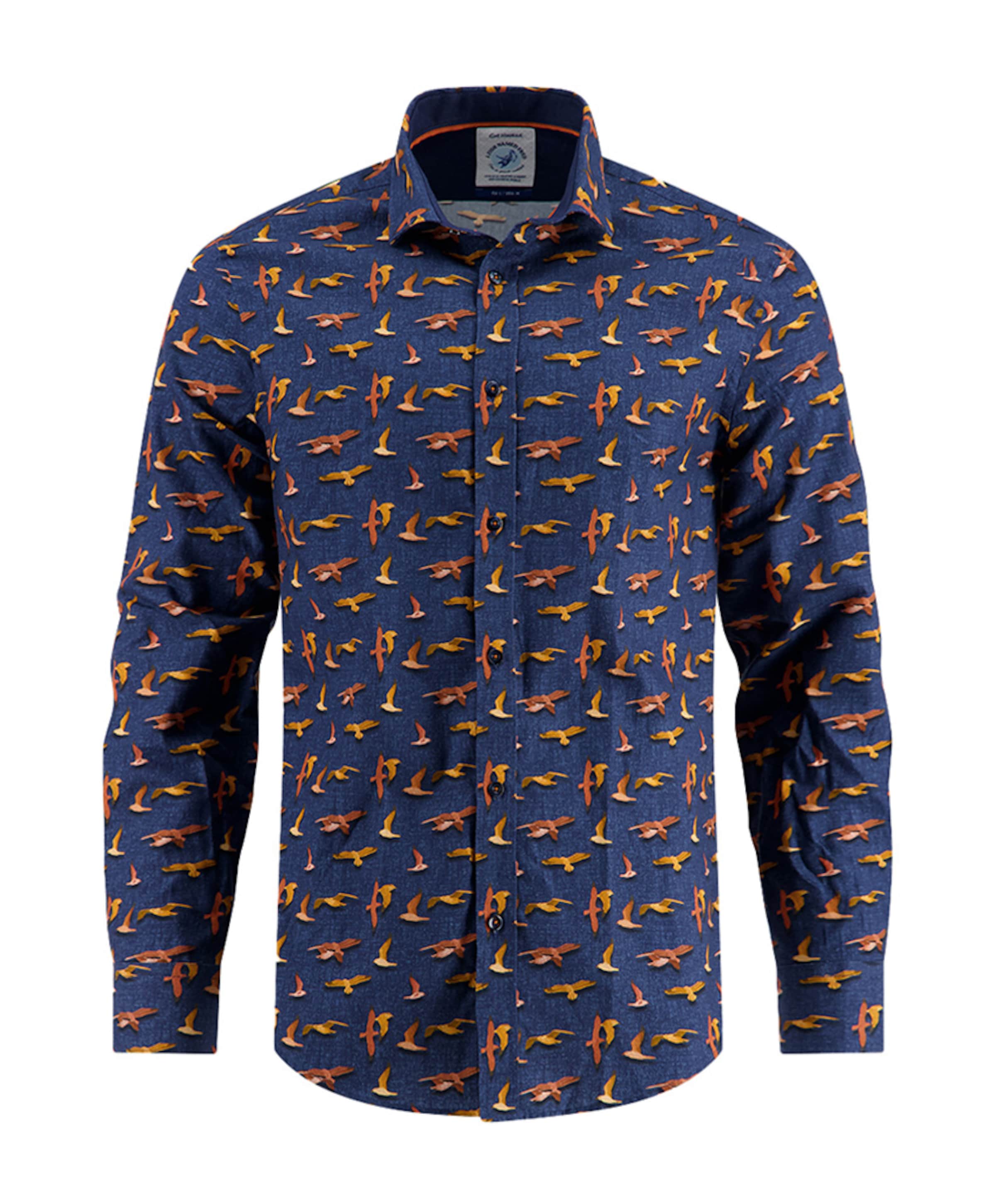 Heren overhemd lange mouw blauw