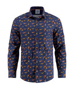 Heren overhemd lange mouw blauw