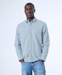 Heren overhemd lange mouw blauw