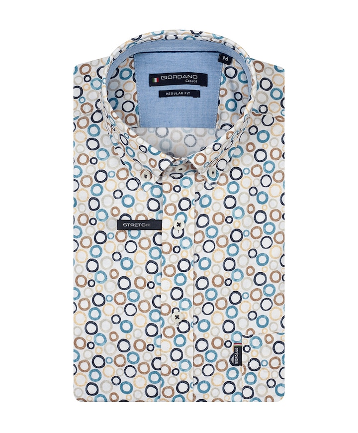 Heren overhemd korte mouw blauw