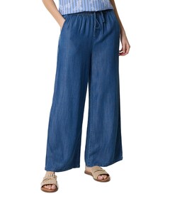 Wide leg tencel dames broek blauw