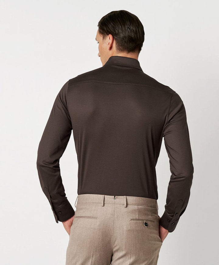 Overhemd lange mouw bruin