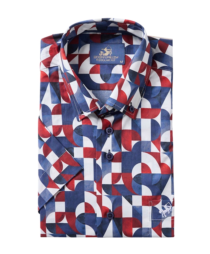 Heren overhemd korte mouw rood