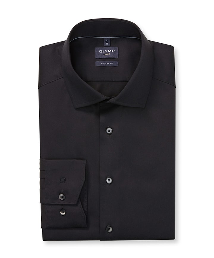 Heren overhemd lange mouw zwart