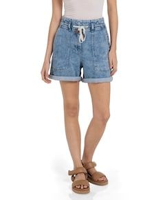 Denim met koordsluiting dames korte broek blauw