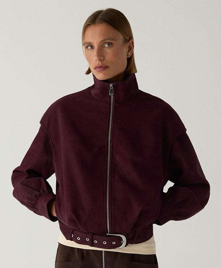 Dames leren jas bordeaux