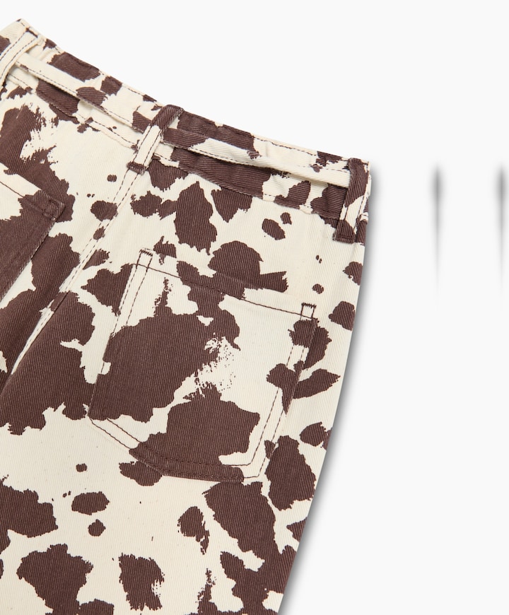 Dakota Cow Print meisjes jeans bruin