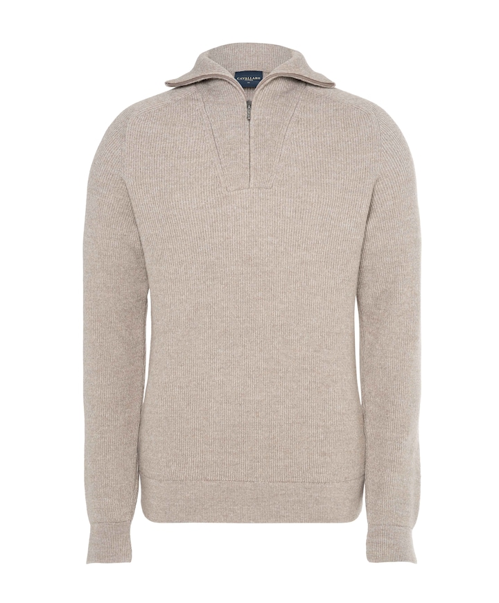 Trui met rits beige