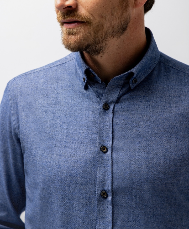 Heren overhemd lange mouw blauw
