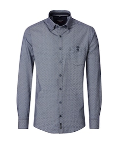 Heren overhemd lange mouw blauw