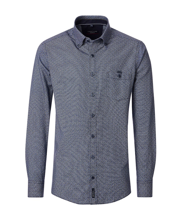 Heren overhemd lange mouw blauw