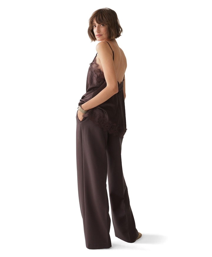 Wide legs foam uni dames broek bruin