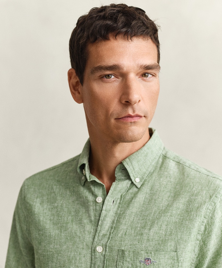 Heren overhemd korte mouw groen