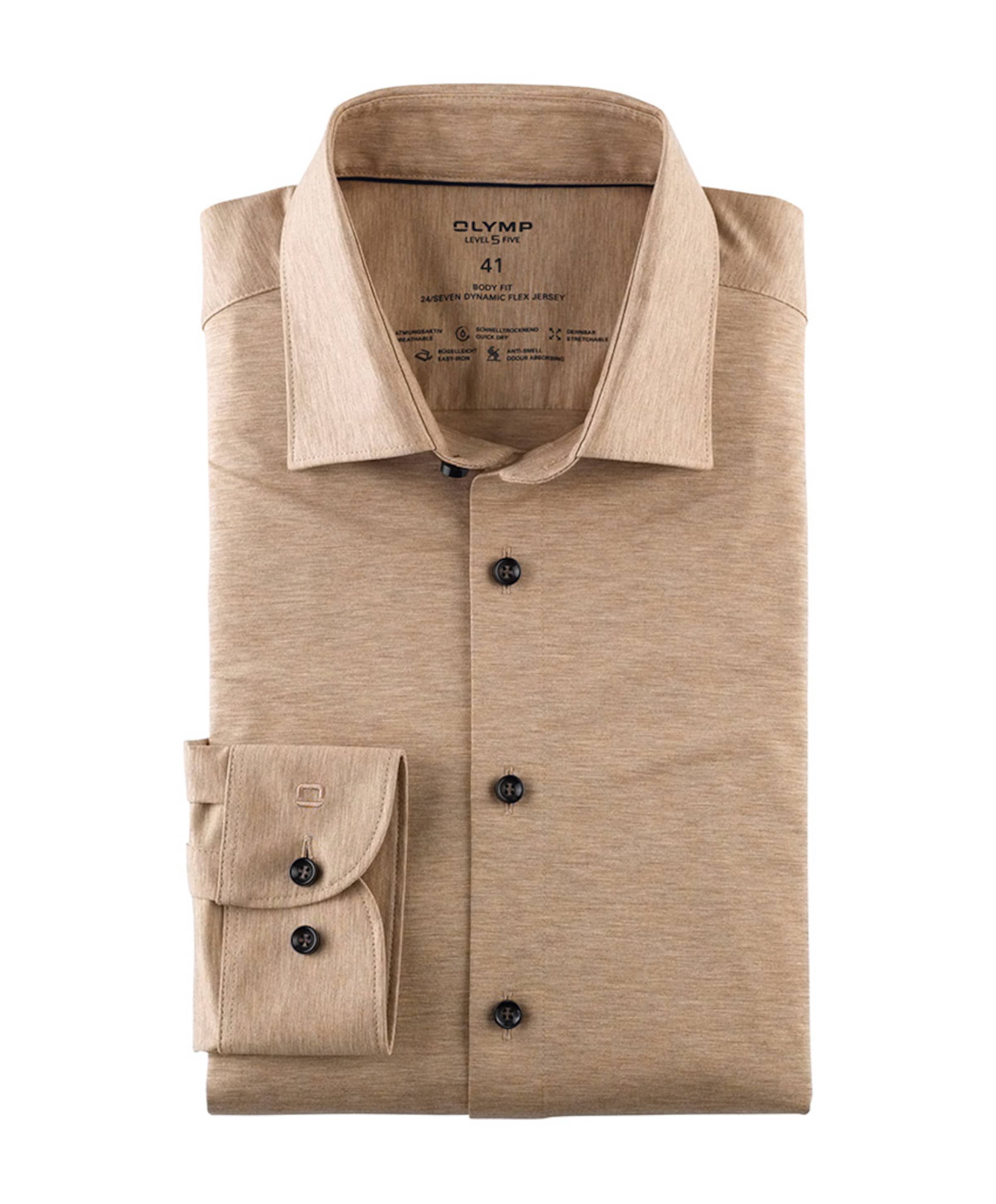 Heren overhemd lange mouw beige