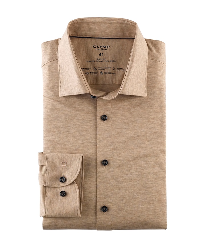 Heren overhemd lange mouw beige