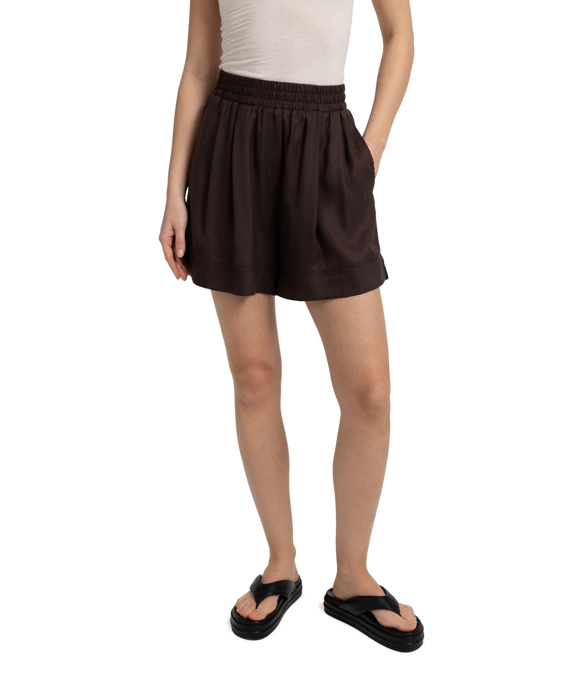 Geweven met hoge taille dames korte broek paars