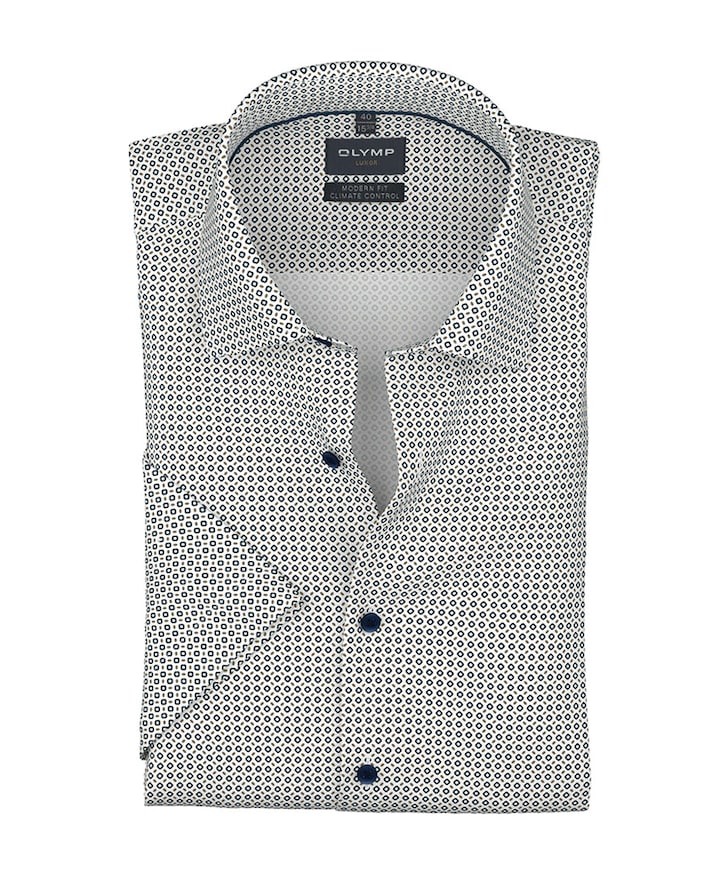 Heren overhemd korte mouw blauw