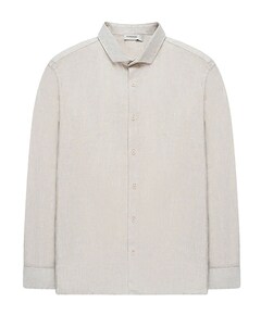 Heren overhemd lange mouw beige